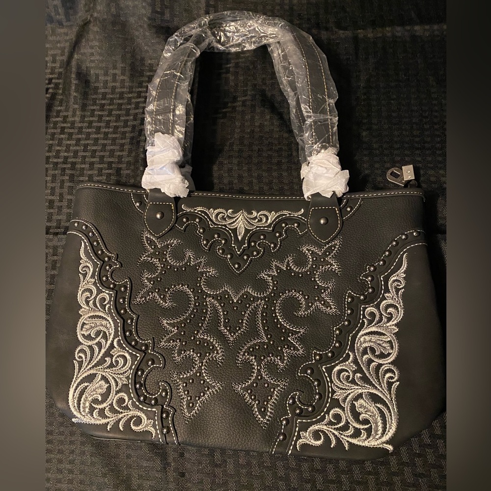 Ladies Montana West Boot Scroll Embroidered Handbag